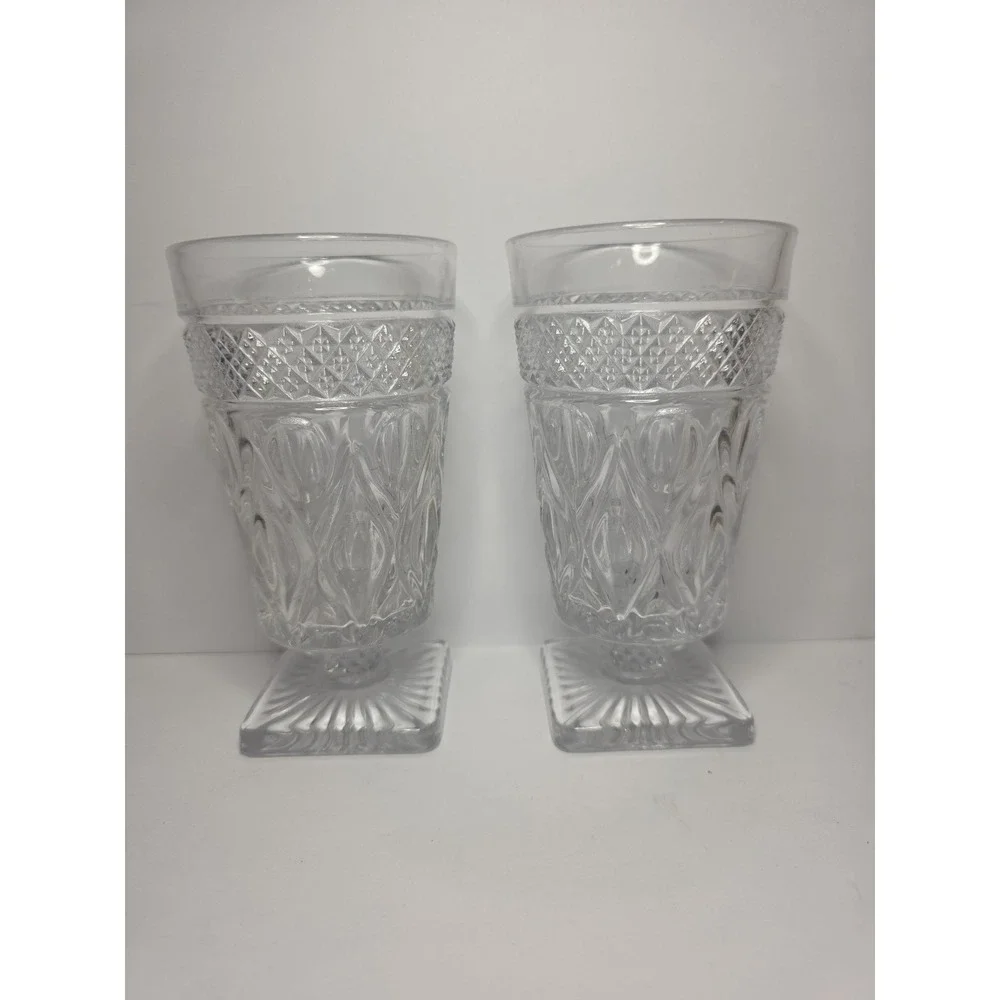 Imperial Glass‎ Cape Cod Glass Footed Iced Tea Goblets 6'' Set of 2